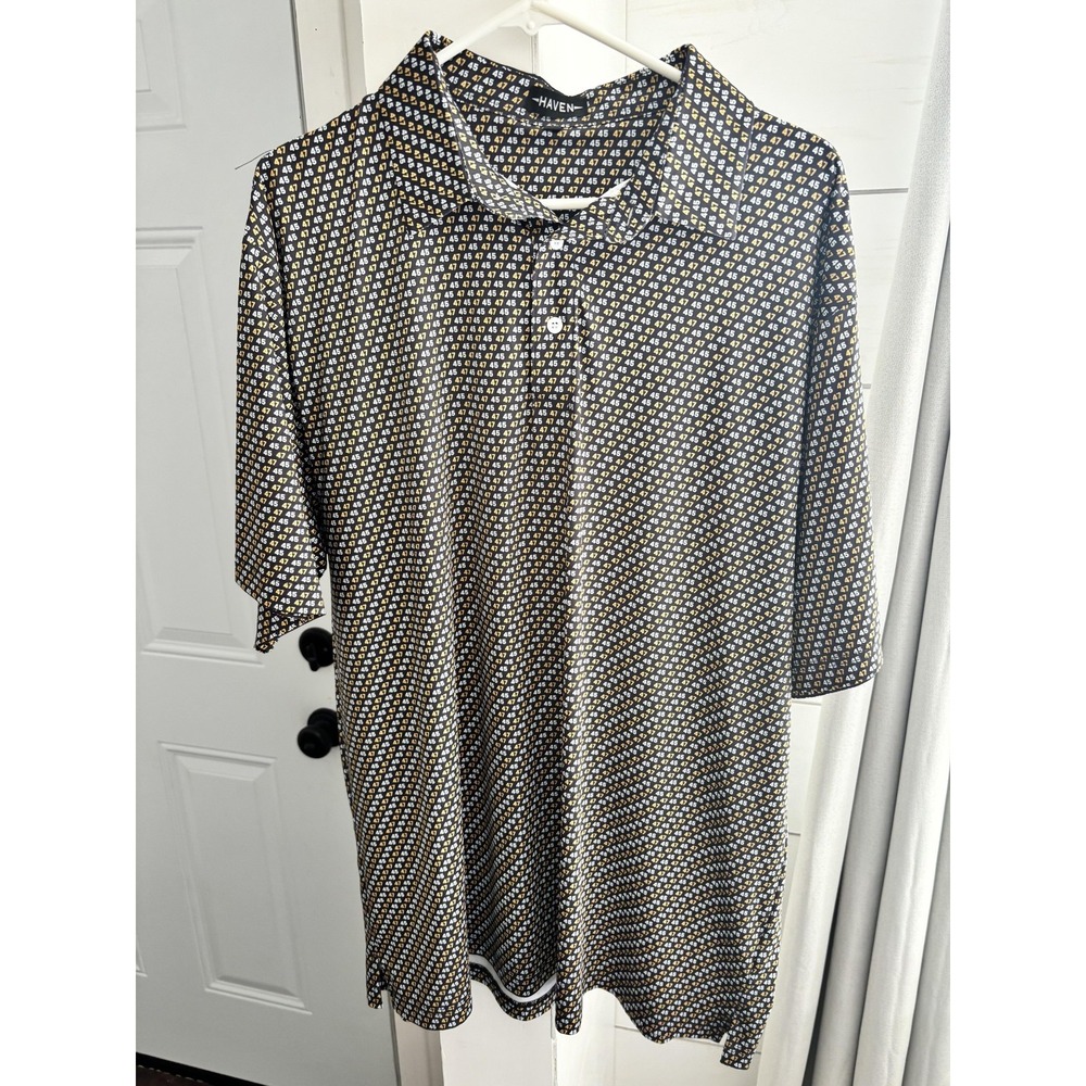 Haven Polo Shirt Mens 2XL Black 45 47 Golf Performance Stretch Trump President